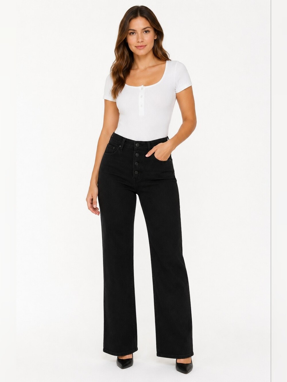 Good Amwrucan Jeans Classic Black Buttin Fly Straigh Wider LegWomen's Size 6/28